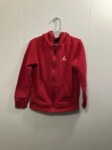 Air Jordan Boys Small Hooded Sweatshirt Red Full Zip 5-6 Years N2 - Picture 1 of 8