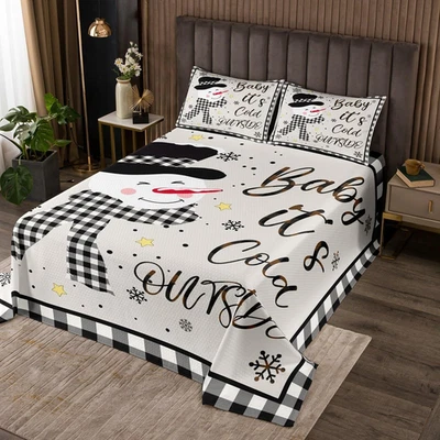 Colcha muñeco de nieve de Navidad para niños tamaño queen, copo de nieve invierno, niñas niños Foto 1 de 4