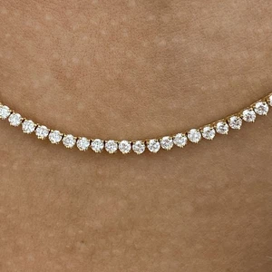 Collar de tenis de oro amarillo de 14 quilates redondo de diamantes creados en laboratorio de 2,7 quilates F/VS - Imagen 1 de 9