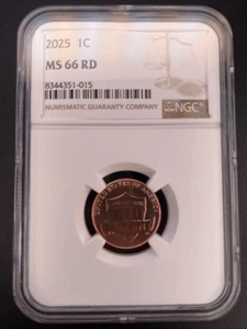 2025 1c Lincoln Shield Cent Coin MS66RD NGC - Picture 1 of 6