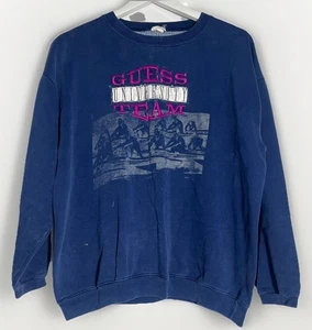 Vintage 90s Guess Jeans USA Crewneck Sweatshirt Green Sage Embroidered Size L - Bild 1 von 5