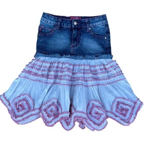 Crest Jeans Kids Girls The Collection Girls Ruffle Denim Zigzag Hem Midi Skirt 8 - Picture 1 of 6