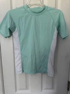 Kids O’Rageous Aqua And White Swim Shirt, Size 12/14 - Picture 1 of 4