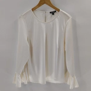J. Crew Blouse Size XXL White Ivory Satin Long Sleeve Flare Cuff NWT - Picture 1 of 5