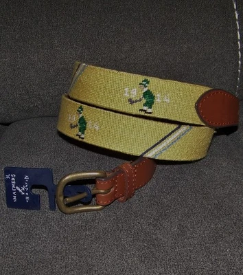NUEVO CINTURÓN DE GOLF SMATHERS & BRANSON punta de aguja Country Club of Fairfield 36 amarillo Foto 1 de 4