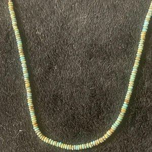 925 Sterling Silber blau-grün Türkis kleine Perlen Edelstein Halskette - Halsreif - Bild 1 von 14