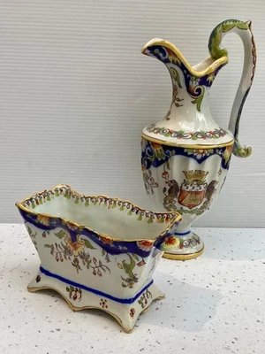 Pitcher and cachepot, made in DESVRES in France - Image 1 of 4