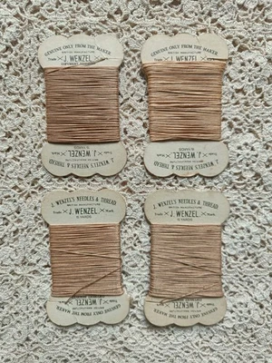 Set of 4 J Wenzel's Strong Waxed Linen Thread Needles Light Brown 4 x 15 Yards - Image 1 of 4
