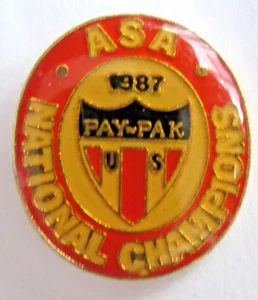 Seattle, WA. - PIN bavero ASA Fastpitch Softball PAY'N PAK Nat'l Champions 1987 - Foto 1 di 2