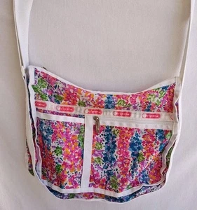 Lesportsac Everyday Deluxe Pink Floral Crossbody And Shoulder Bag Made in USA  - Picture 1 of 12