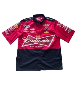 Nascar JH Design Mens Medium Budweiser Kevin Harvick Snap Pit Crew Patches Shirt - Picture 1 of 8