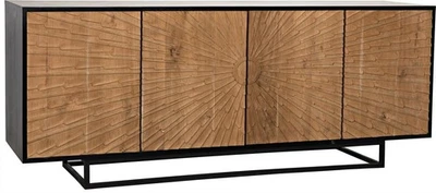 Aparador Ra de teca preto esfregado à mão - Imagem 1 de 4