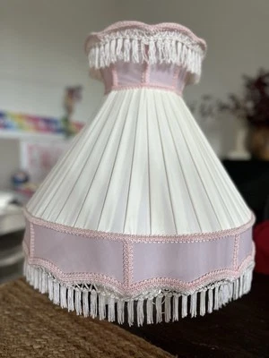 Large Vintage Victorian Lamp Shade Metal Wire Frame Fringe Shabby Chic Grandma ￼ - Image 1 of 4