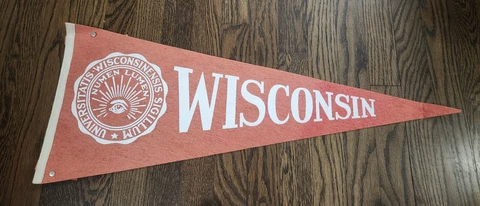 Vintage University Of Wisconsin Badgers  Pennant Flag Banner Big 10 Football Cover