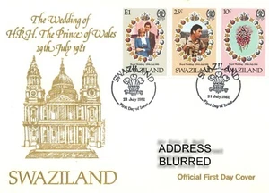 Swaziland FDC Wedding of HRH Prince of Wales First Day Cover, 22.7.1981 - Picture 1 of 1
