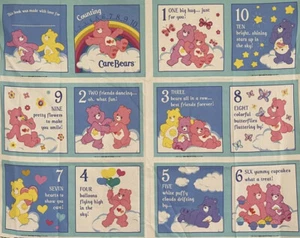 VIP Cranston Vintage Care Bears Counting Screen Print Fabric Book Panels CUT - Picture 1 of 9