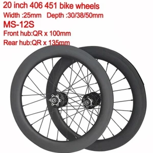 406/451 20er Carbon Fiber Road Folding Kid's Bike Wheelset 32H Disc Brake Hub MS - Picture 1 of 3