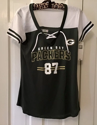 BRAND NWT NFL LACE UP GREEN BAY PACKERS JORDY NELSON #87 SHIRT WOMEN'S SZ M Cover
