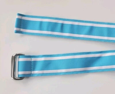 Lands' End Mujer Cinta Multicolor Tela Cinturón Talla M D Anillo Azul Cian 37" Foto 1 de 4