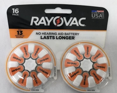 RAYOVAC 16-Pack Size 13 Hearing Aid Batteries Orange Exp Oct 2024 1.45V New - Image 1 of 4