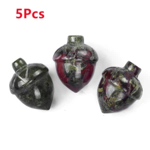 5Pcs Dragon Blood Stone Carved Hazelnut Acorn Undrilled Gemstone Decor HT2610 - Picture 1 of 4