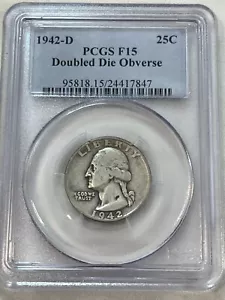 1942-D Washington Quarter DDO PCGS F15 Cert# 24417847 - Picture 1 of 4