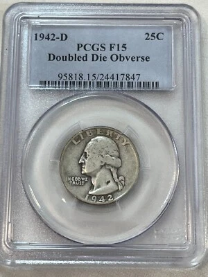 1942-D Washington Quarter DDO PCGS F15 Cert# 24417847 - Image 1 of 4