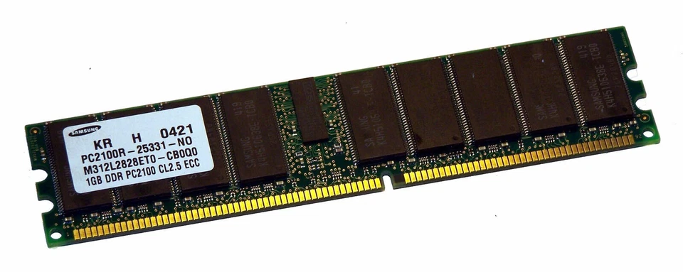 1GB Samsung PC2100R-25331 ECC Reg Server Memory M312L2828ET0-CB0 184-Pin DIMM - Image 1 of 1