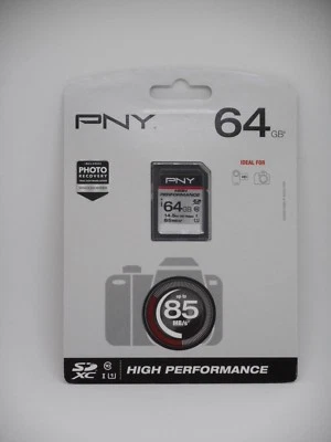 PNY High Performance 64GB SDXC Class 10 UHS-I Up to 85MB/sec - P-SDXC64GU185-GE - Image 1 of 2