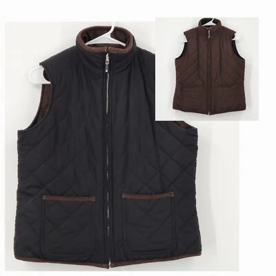 Ralph Lauren Acolchado Reversible Marrón Negro Chaleco Bolsillos Pequeño Grande Western Foto 1 de 4