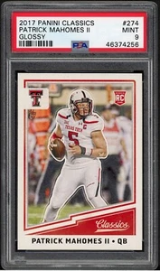 2017 Panini Classics Patrick Mahomes #274 Glossy PSA 9 Mint RC Rookie - Picture 1 of 2