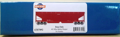 HO SCALE ATHEARN RTR 4 PACK 40 OFFSET BALLAST HOPPER OXIDE RED DATA ONLY ATH7092 - Image 1 of 4