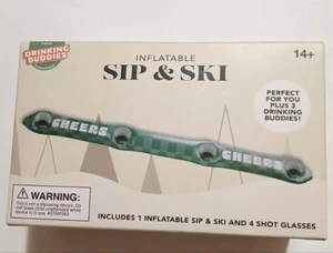 Kunststoff aufblasbarer Schnapsbrett Ski, 4 Schussbecher NEU - Bild 1 von 2