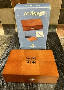 BRIDGE SET Cherry Wood Box 2 Decks Playing Cards 2003 MICHAEL GRAVES Hasbro NEW - Picture 1 of 8
