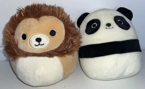 Squishmallow 2019 Francis Lion & 2018 Stanley Panda Plush 5” KellyToy - Picture 1 of 9