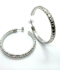 Giovanni Raspini Moon Crocodile Circle Earrings Large 11152 925 Silver Ø5.5cm - Picture 1 of 2