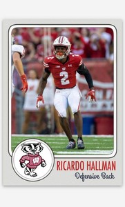 Ricardo Hallman NMT Custom Art College Football Card! Wisconsin Badgers!