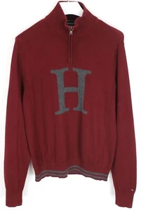 Tommy Hilfiger Jersey Hombre M Tight-Knit Logo Marquetería Mitad Zip Alto Cuello - Imagen 1 de 8