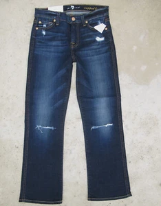 7 for all Mankind NEW Crop Kick Flare Boot Jeans Sz 24 Mid-Rise Distressed $198 - Picture 1 of 11