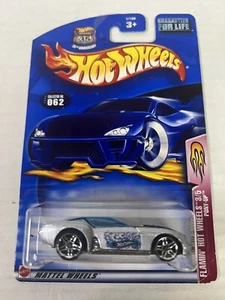 Hot Wheels PONY UP Flamin’ Hot Wheels #62 3/10 Silver Blue Flames Mattel Wheels - Bild 1 von 8