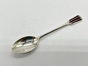 VINTAGE MASSIVER STERLINGSILBER EMAILLE ART DECO TOP TEELÖFFEL ELKINGTON CO! - Bild 1 von 6