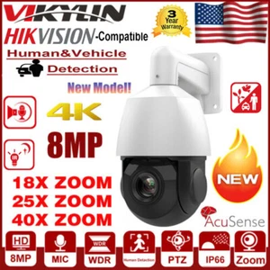 Hikvision Compatible 4K 8MP 40x Zoom PTZ Camera IR POE 2 Way Audio Auto Tracking - Picture 1 of 25