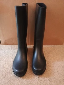 Bottes de pluie noires flexibles en caoutchouc boucle genou US 12 femmes occasion cible imperméable - Photo 1/8