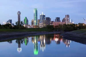 Dallas, TX canvas at dusk, Printed on Canvas, Dallas, Texas, City skyline, Larg - Picture 1 of 5