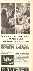 DE COLECCIÓN 1932 IGA TIENDA DE COMESTIBLES I.G.A. ANUNCIO IMPRESO - Imagen 1 de 1