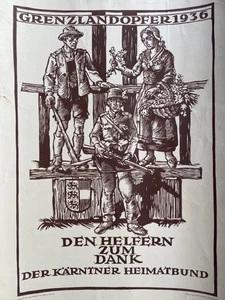 Österreichisches Plakat Kärntner Heimatbund Grenzlandopfer 1936 Röschnar Klagenfurt - Bild 1 von 7