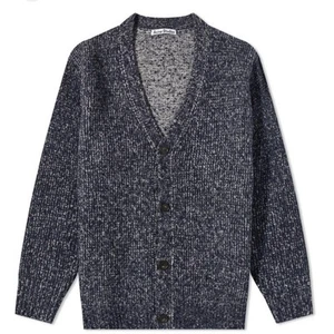 ACNE STUDIOS Navy Gray Wool Blend Kabelo V-Neck Sweater Cardigan Size XS - Picture 1 of 6