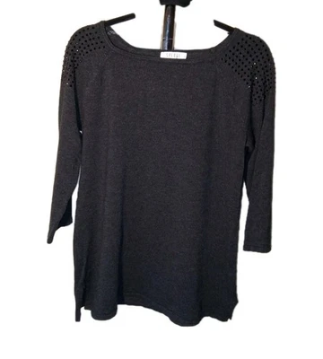 Suéter Spense Gris Carbón Manga 3/4 Tachonado Hombro Mediano Foto 1 de 4