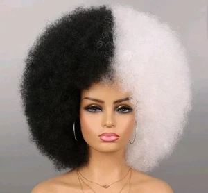 Crudelia Deville Parrucca Donna Bianco e Nero Afro Puff Parrucca 128 - Foto 1 di 2