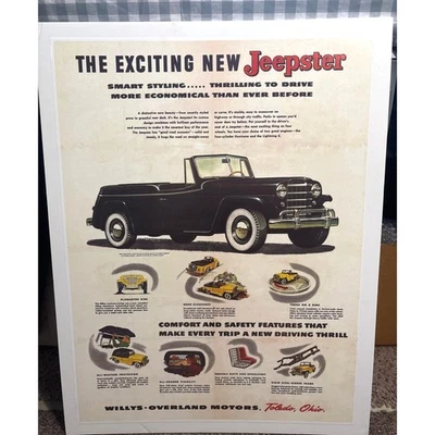 Anuncio de colección para el Jeepster Willys-Overland ampliado en tablero de espuma Foto 1 de 4